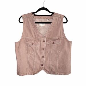Universal Thread Clay Pink V-Neck Denim Vest Women's Size XL